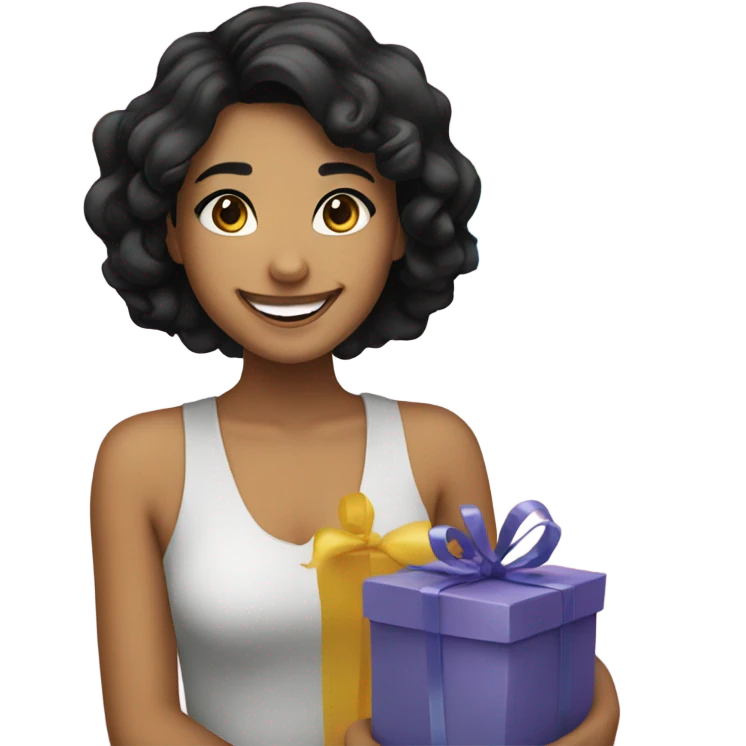 smiling girl with black hair birthday emoji