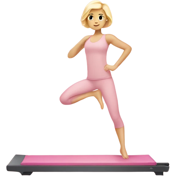 blonde girl light pink clothes doing pilates emoji