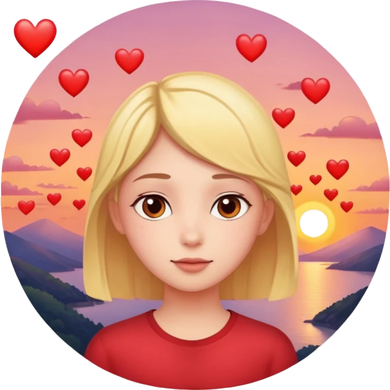I love you with hearts and sunset emoji