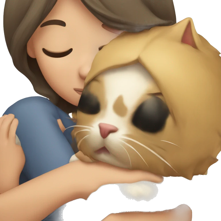 Gato durmiendo con una chica emoji