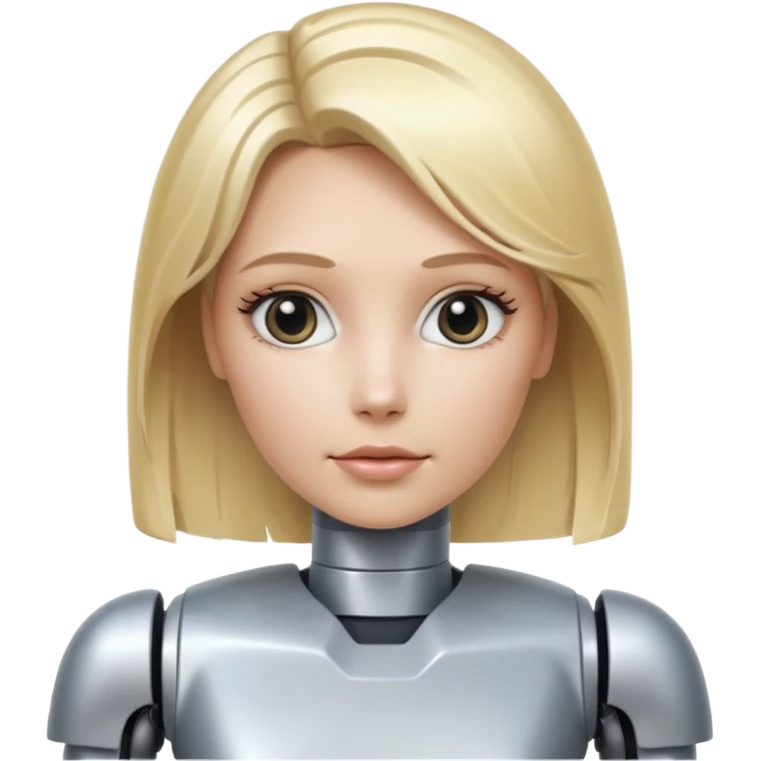 female robot with blond hair more metalic face emoji