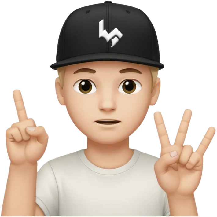 White boy in black SnapBack flipping off the middle finger  emoji
