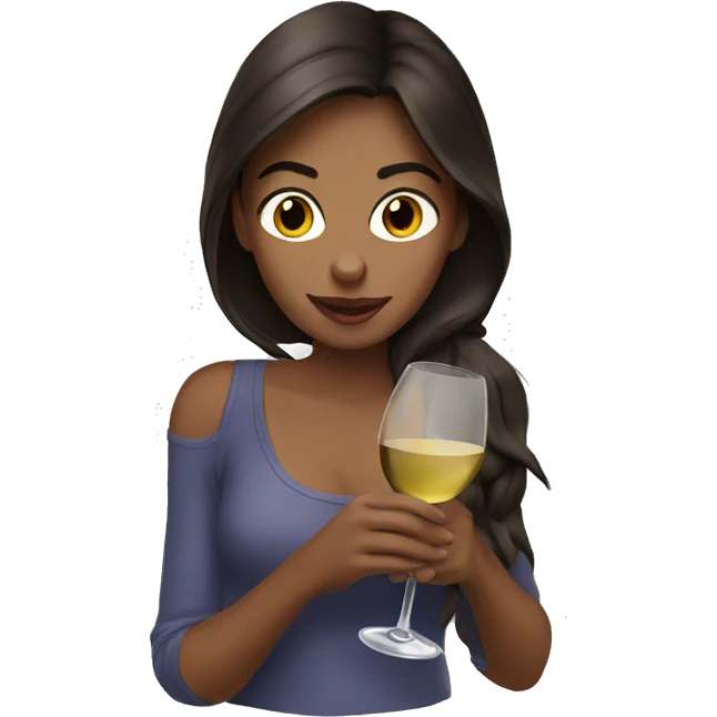 brunette girl sipping wine emoji