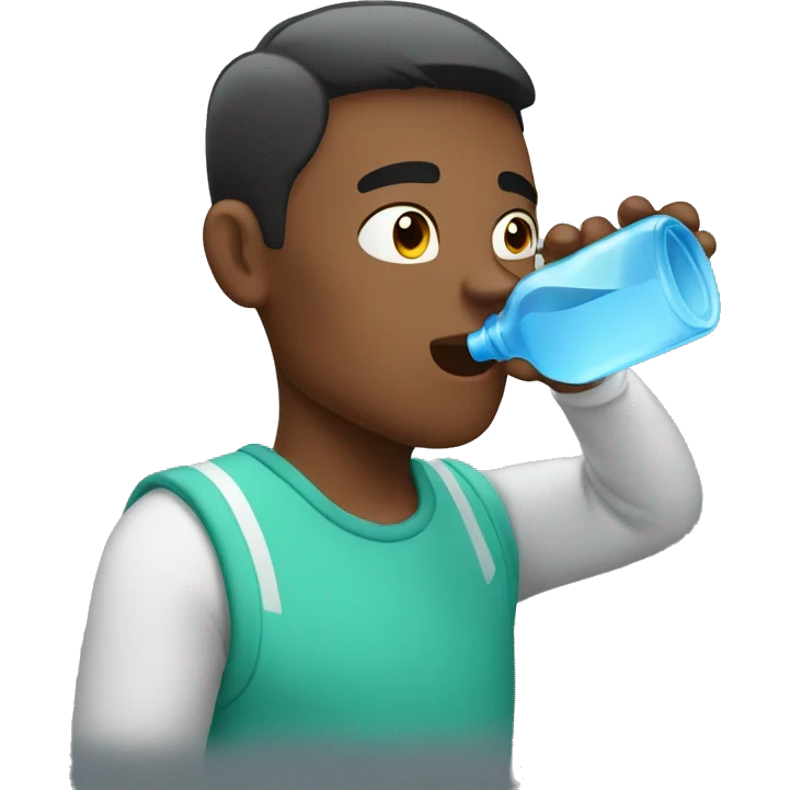 A guy drinking a bottle water emoji