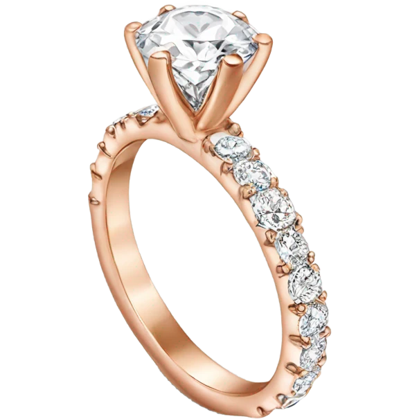 Rose gold engagement ring with round diamond emoji