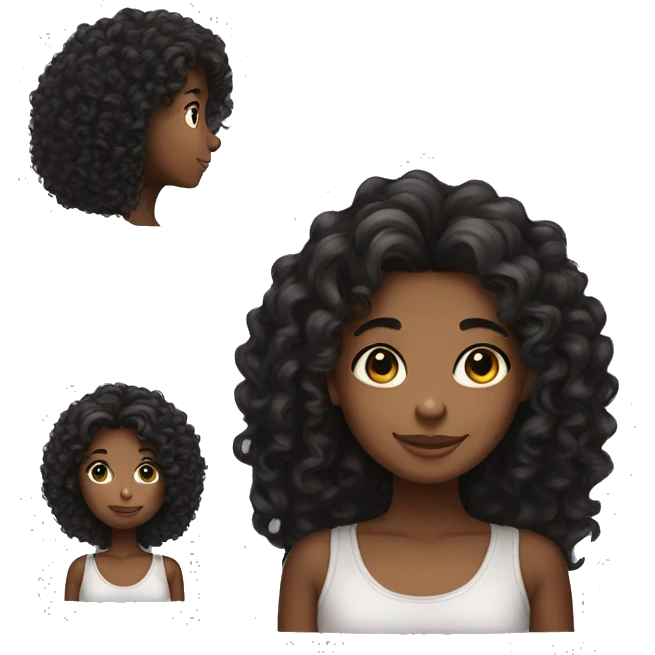 Curly hair girl, black emoji