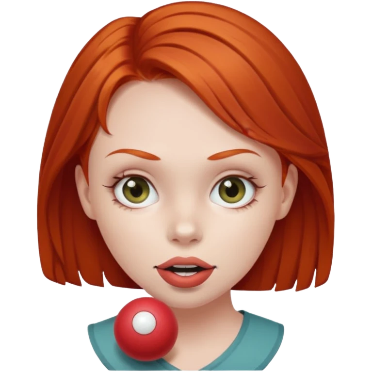 Рыжая Девушка с кляпом шаром emoji