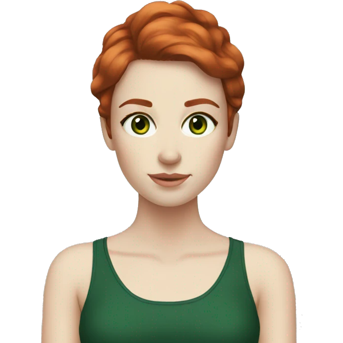 Auburn hair,pale skin, dark green eyes emoji