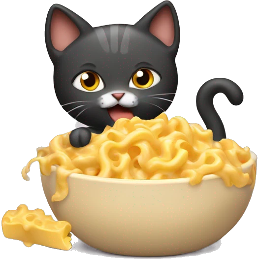 Lazy cat eating Mac and cheese emoji