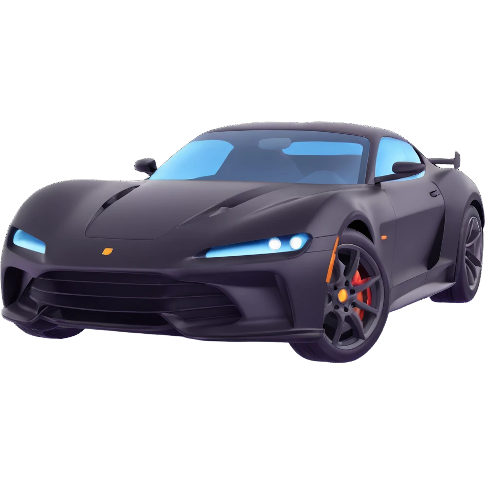Show a transparent film next to the black high-end sports car, separated and ready for application, premium 3D style emoji