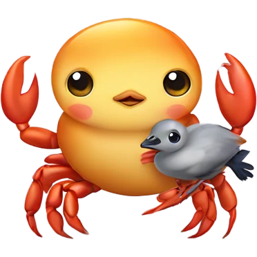 sea crab hugging baby chicken love emoji