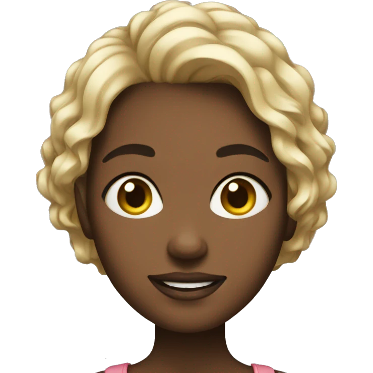 Black short cut cute woman emoji