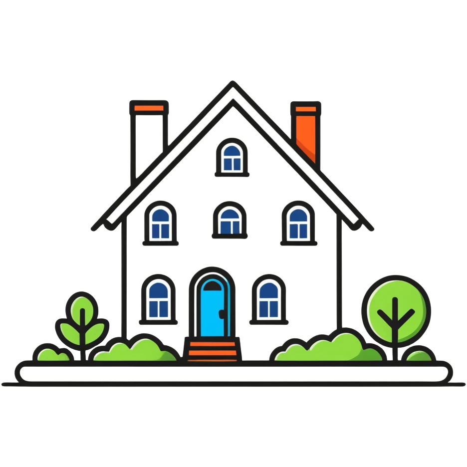 modern furniture logo with house shape emoji