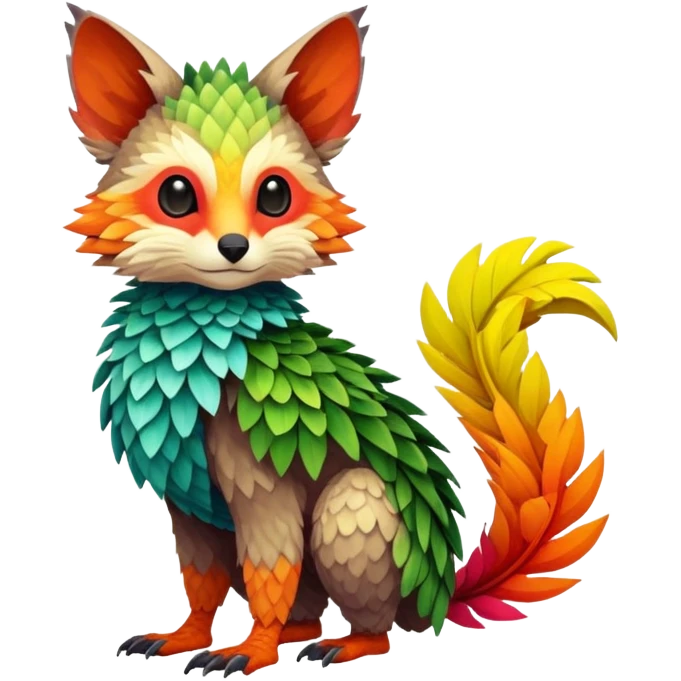 Tropical lush warm-colored Fakémon-Trico-creature (full body) emoji