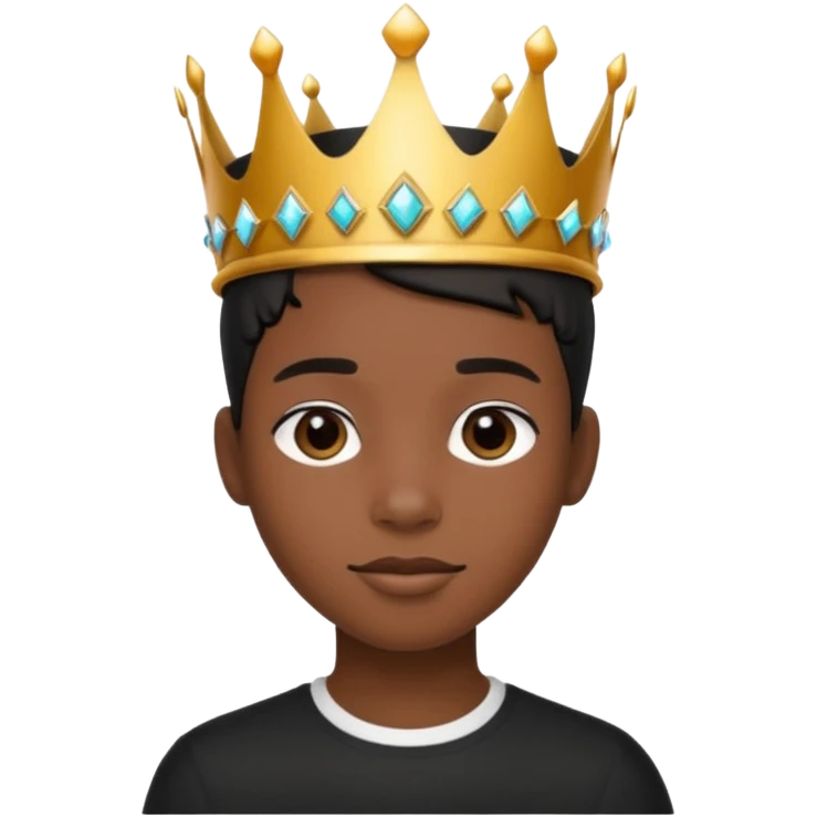 A stylish black teen wearing a hand-crafted crown for fun. emoji