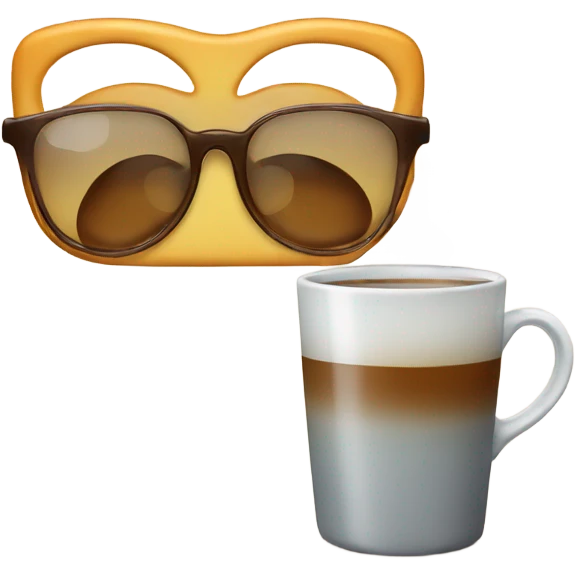 a pair of glasses near a cup of tea emoji