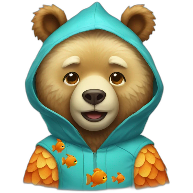 a bear wearing fish costume emoji