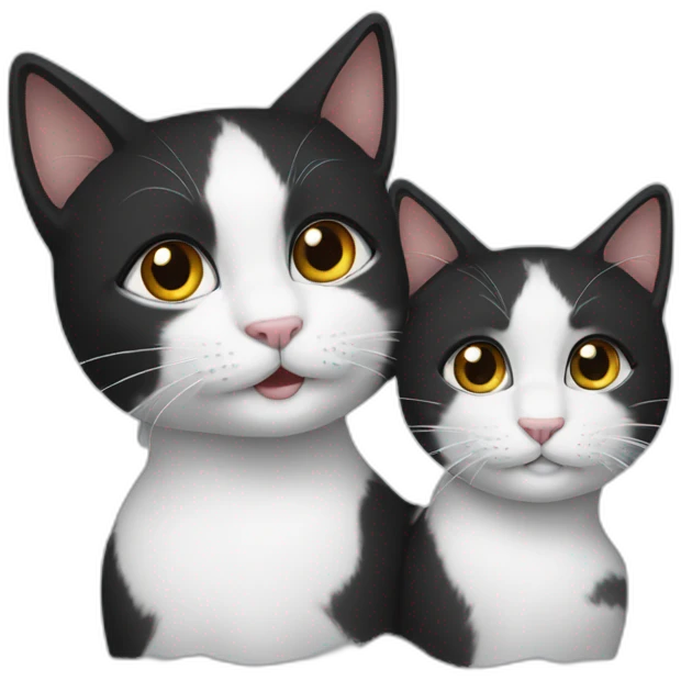 A black one side and the white the other cat emoji