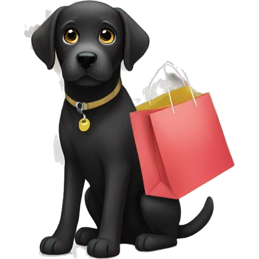 Black labrador shopping emoji