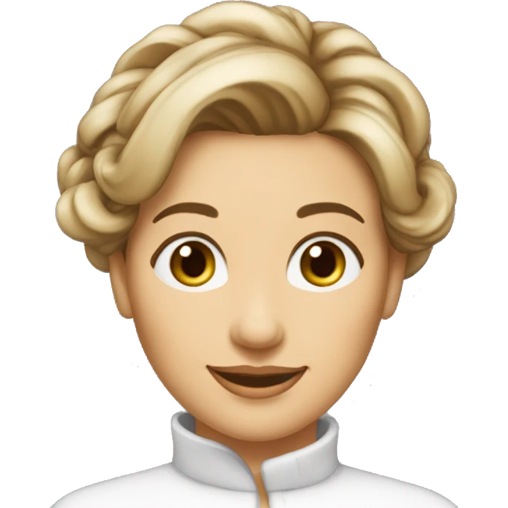 femme 55 ans chignon bas yeux bruns souriante peau claire emoji