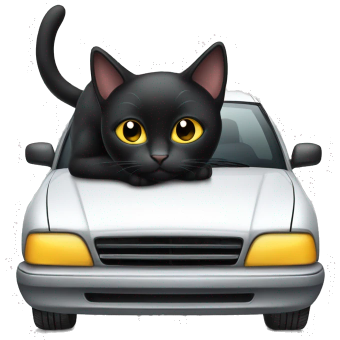 black cat on the white car emoji