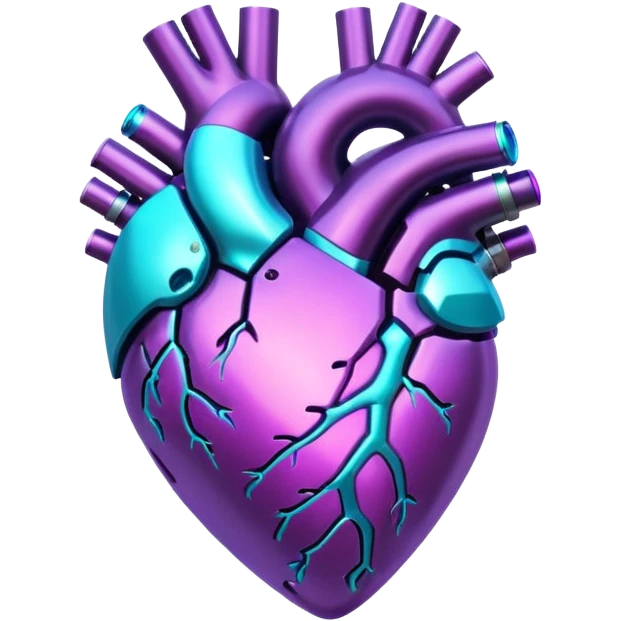 Purple and Cyan glowing holographic cyberpunk heart  emoji