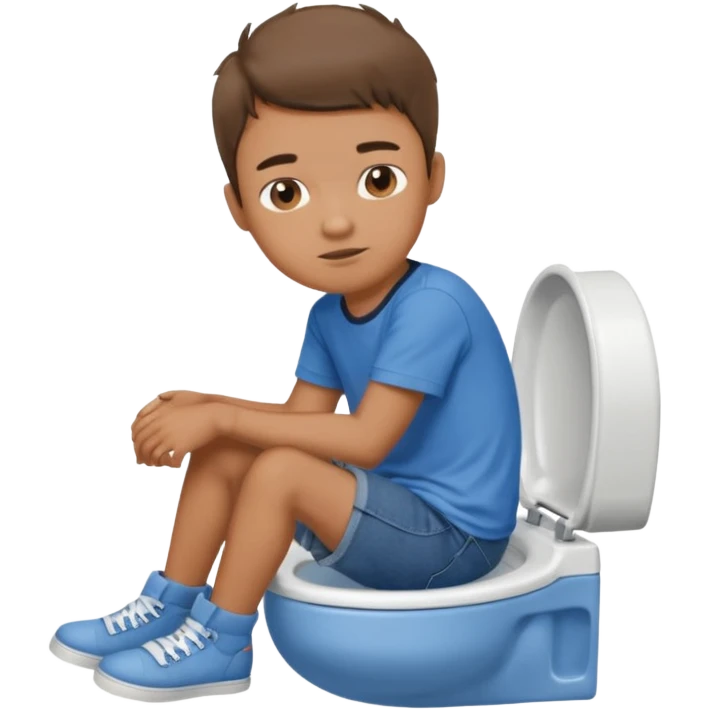 menino sentado no vaso sanitário emoji