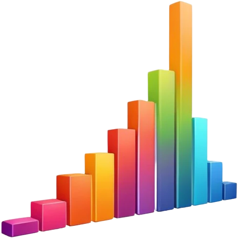 colorful bar graph with ascending data emoji