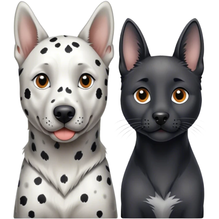 Dalmatian, gray cat and Belgium shepherd  emoji