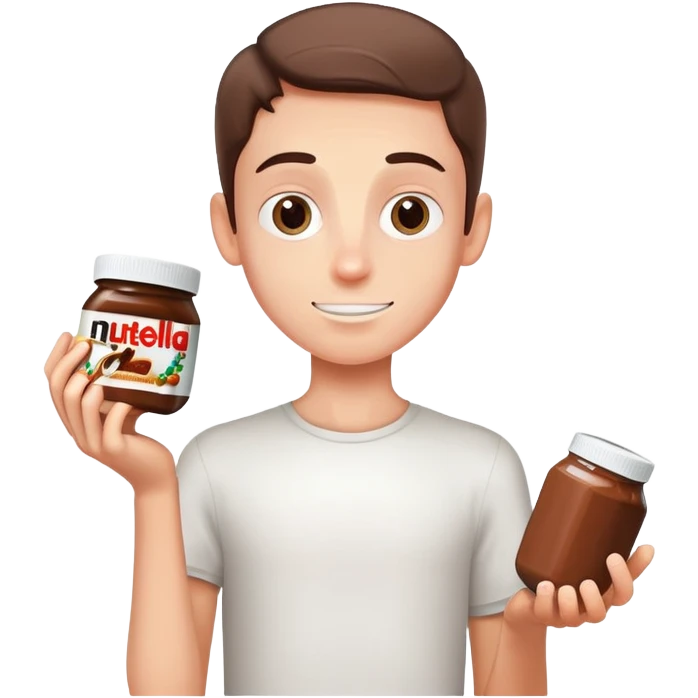 Skinny white kid holding Nutella  emoji