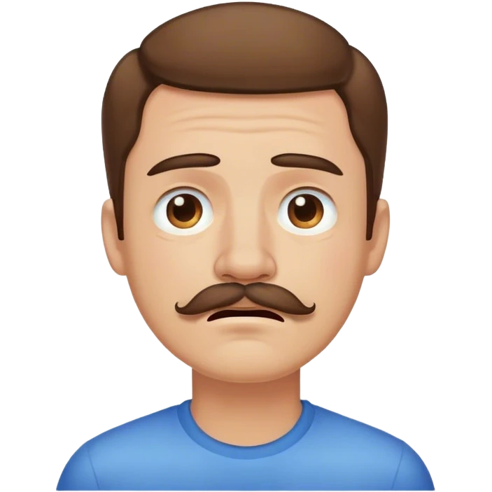 Man with mustache, brown hair crying emoji