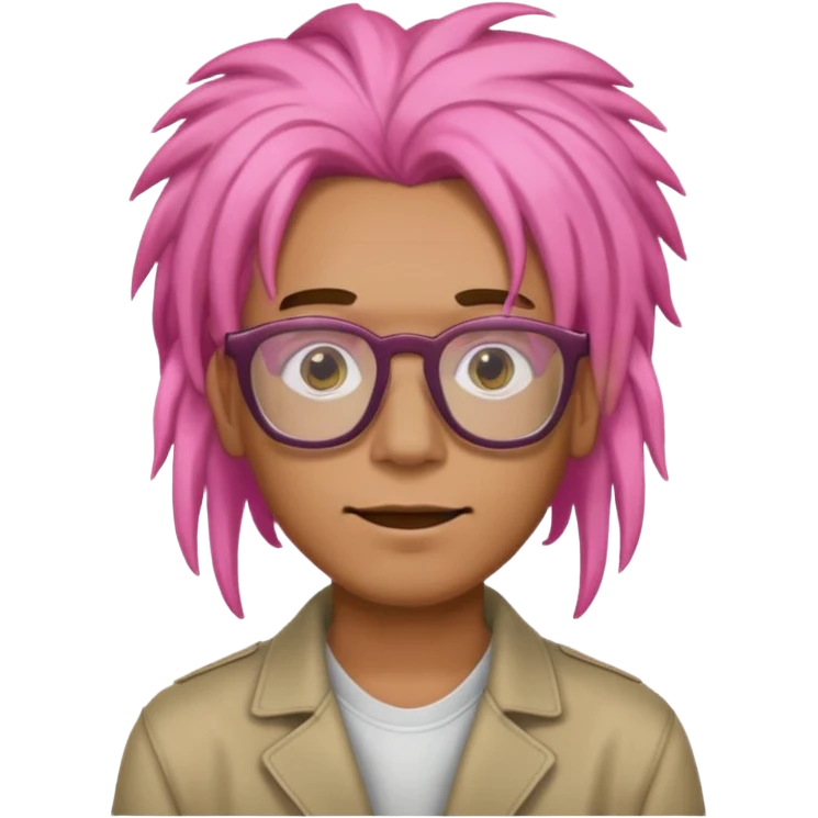 pink dreadlock guy with rectangle glassess emoji
