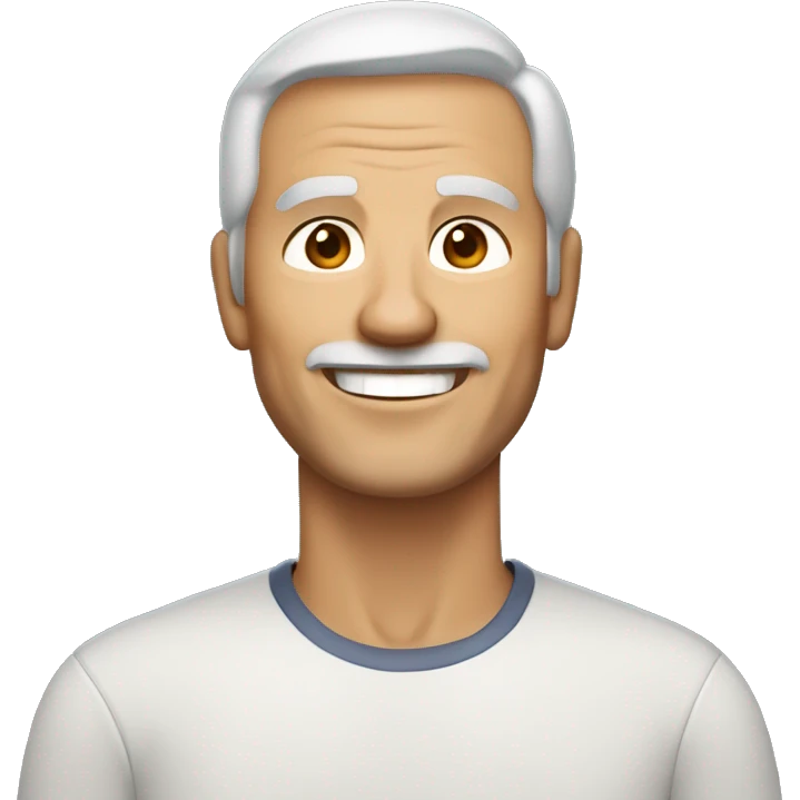 An older man with light skin, short dark brown  hair, a smiling face without a beard and fit. Make him have dark brown hair emoji