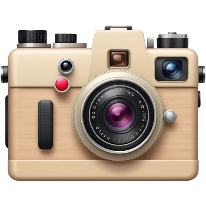 A beige camera with a photo next to it emoji