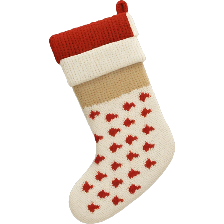 white and beige knit christmas stocking emoji