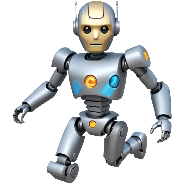 robot picking running, face direct to camera, half body, emoji