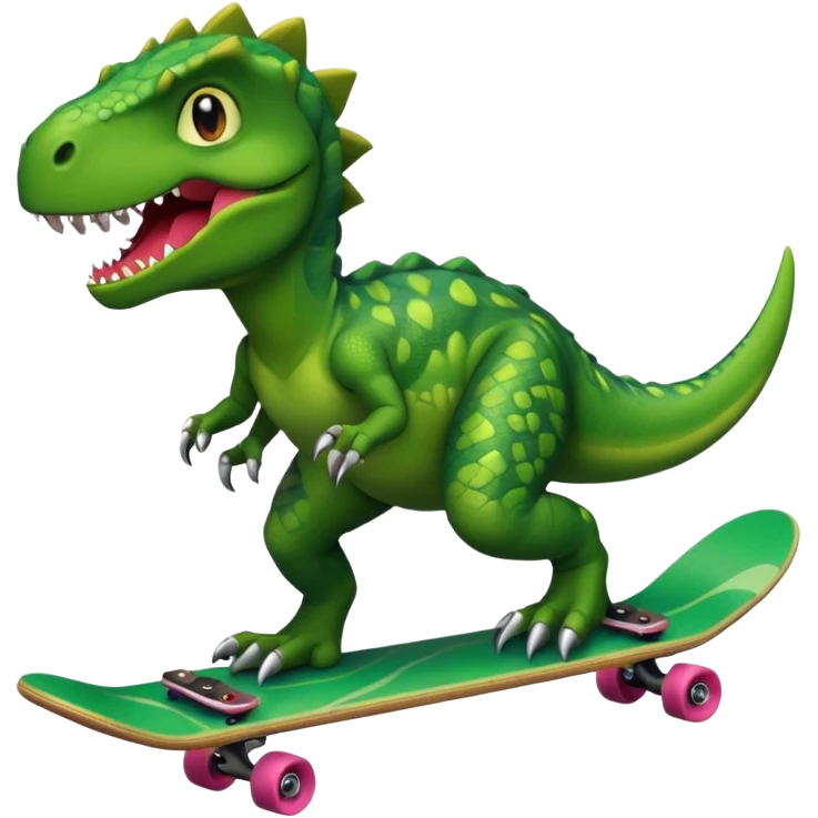 Dinosaur on a skateboard emoji