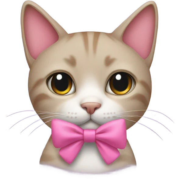 Cat with a pink bow on its neck  emoji