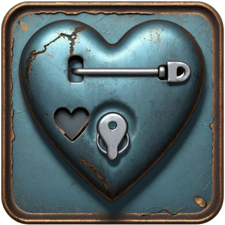 heart with a dark safety pin and grunge texture emoji