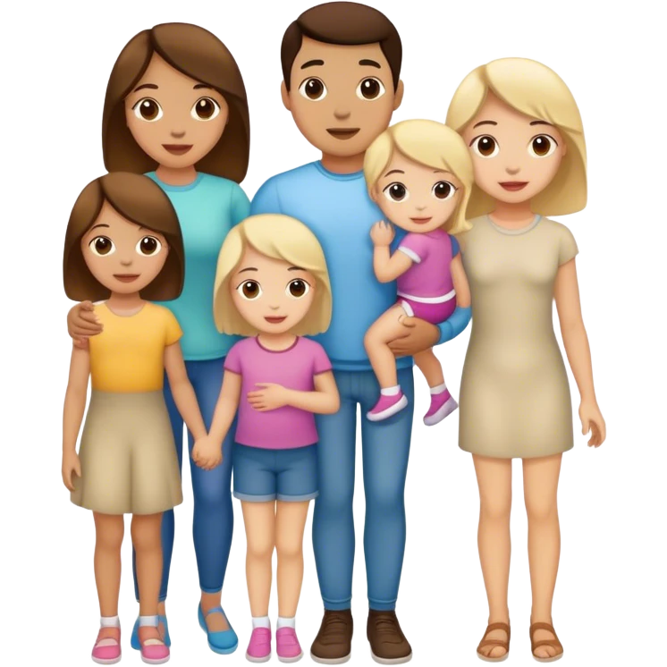 White family with three daughters  and nephews emoji