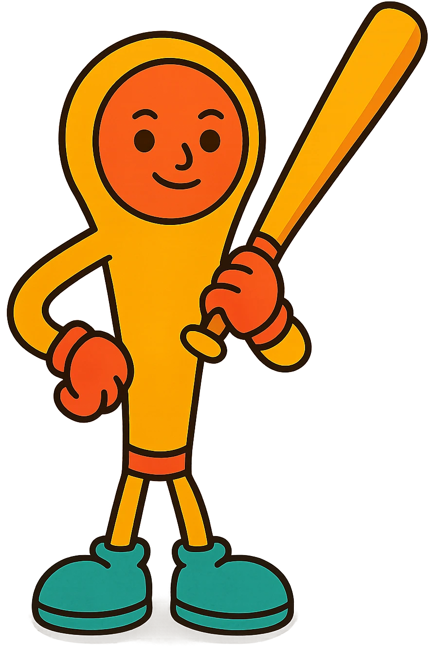 Tung Tung Tung Sagur emoji, a baseball bat with legs and arms and a face with a slight smile, holding a baseball bat emoji