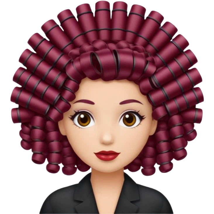 hair with burgundy hair rollers emoji