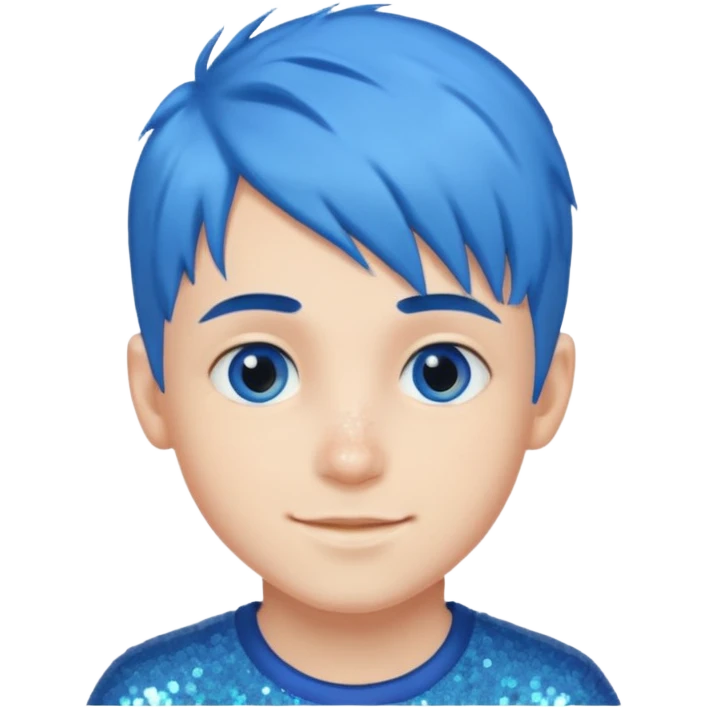 glitter blue gamer Boy happy blue hair emoji