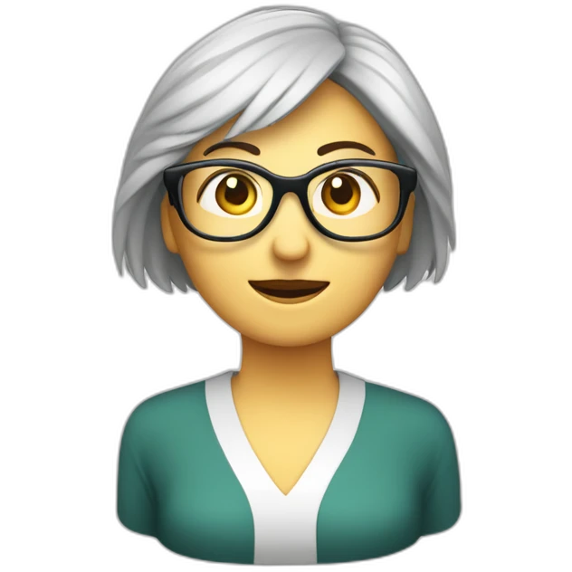 frau vor monitor mit großer brille emoji