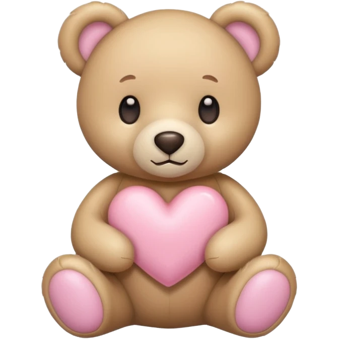 beige teddy bear and a pink pastel heart emoji