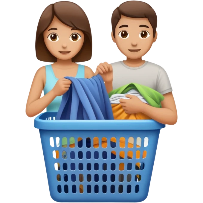 person putting dirty clothes in a laundry basket, simple and friendly emoji