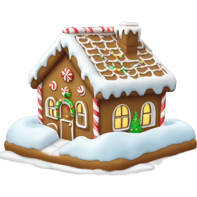 Christmas Themed gingerbread House with Snow emoji