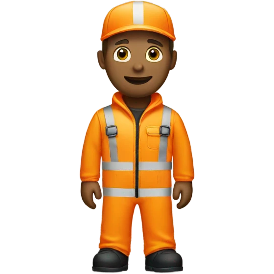 white man standing wearing orange hi visibility overalls  emoji