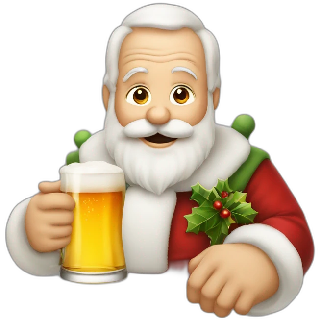 Père Noël qui offre un verre de bière à un enfant emoji