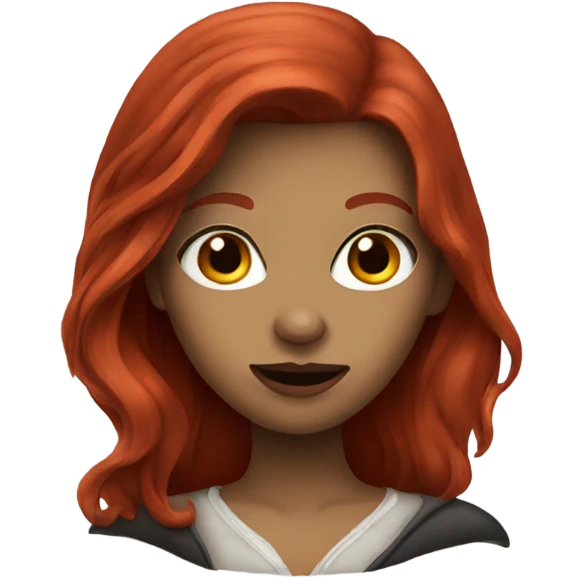 A redhaired girl like a vampire emoji